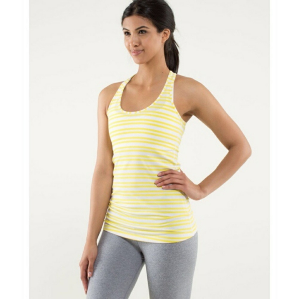 Lululemon Racerback Tank Top Yellow Stripes